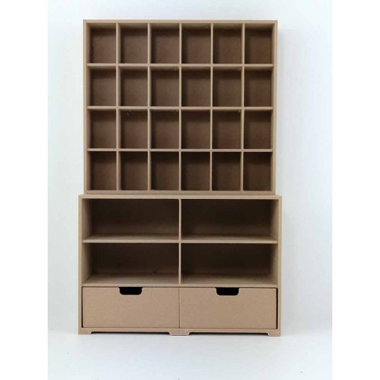 Storage Unit with Shelves and 2 Drawers & Storage Shelf - 1/12 Scale